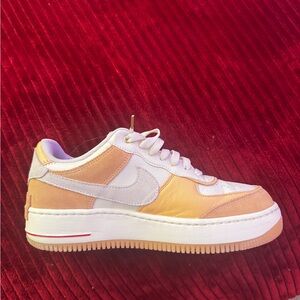 Nike Air Forcé One White and Tan with Peach Sneakers